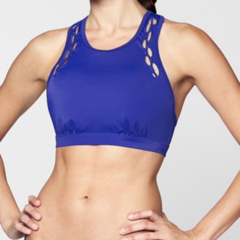 Athleta High Neck Loop Bikini Top 32B/C Sapphire